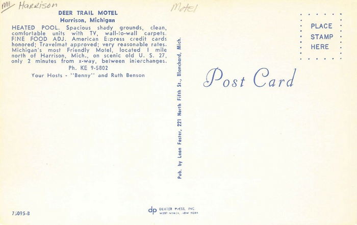 Deer Trail Motel - Old Postcard